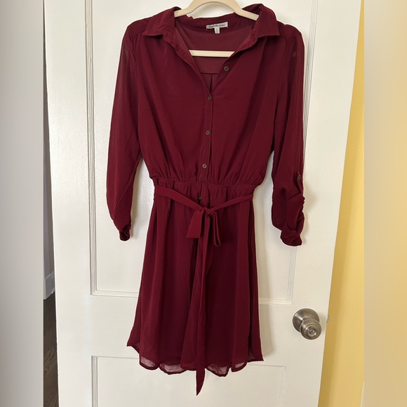 Maroon Fall button down dress - Picture 1 of 3